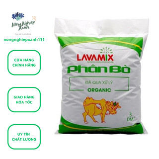 Phân bò hữu cơ Lavamix gói 3dm3 đã qua xử lý, không mùi hôi, bón gốc cho rau, hoa kiểng, cây ăn trái