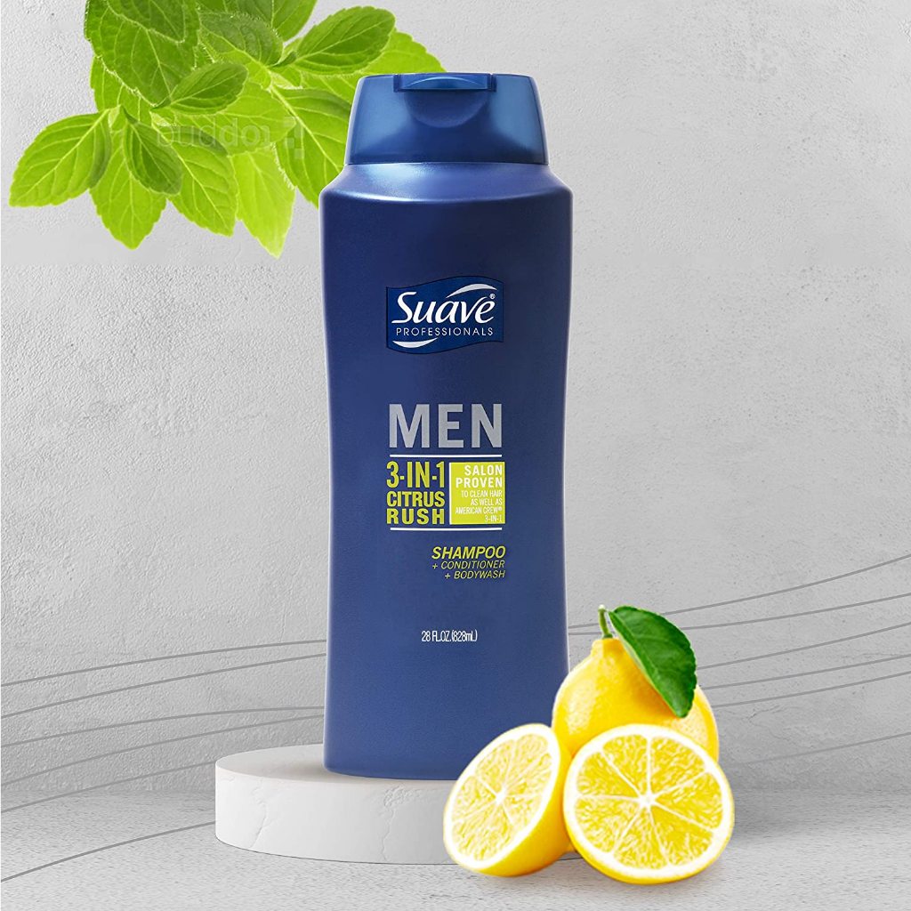 Dầu Gội Tắm Xả Suave Professionals Men 3-in-1 Citrus Rush 828ml - USA