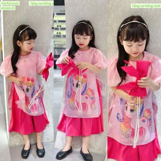 Áo dài cách tân ngựa pony cho bé gái