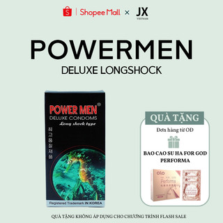 Bao cao su POWERMEN LONG SHOCK Hộp 12 Cái , Gân Gai_Kéo dài