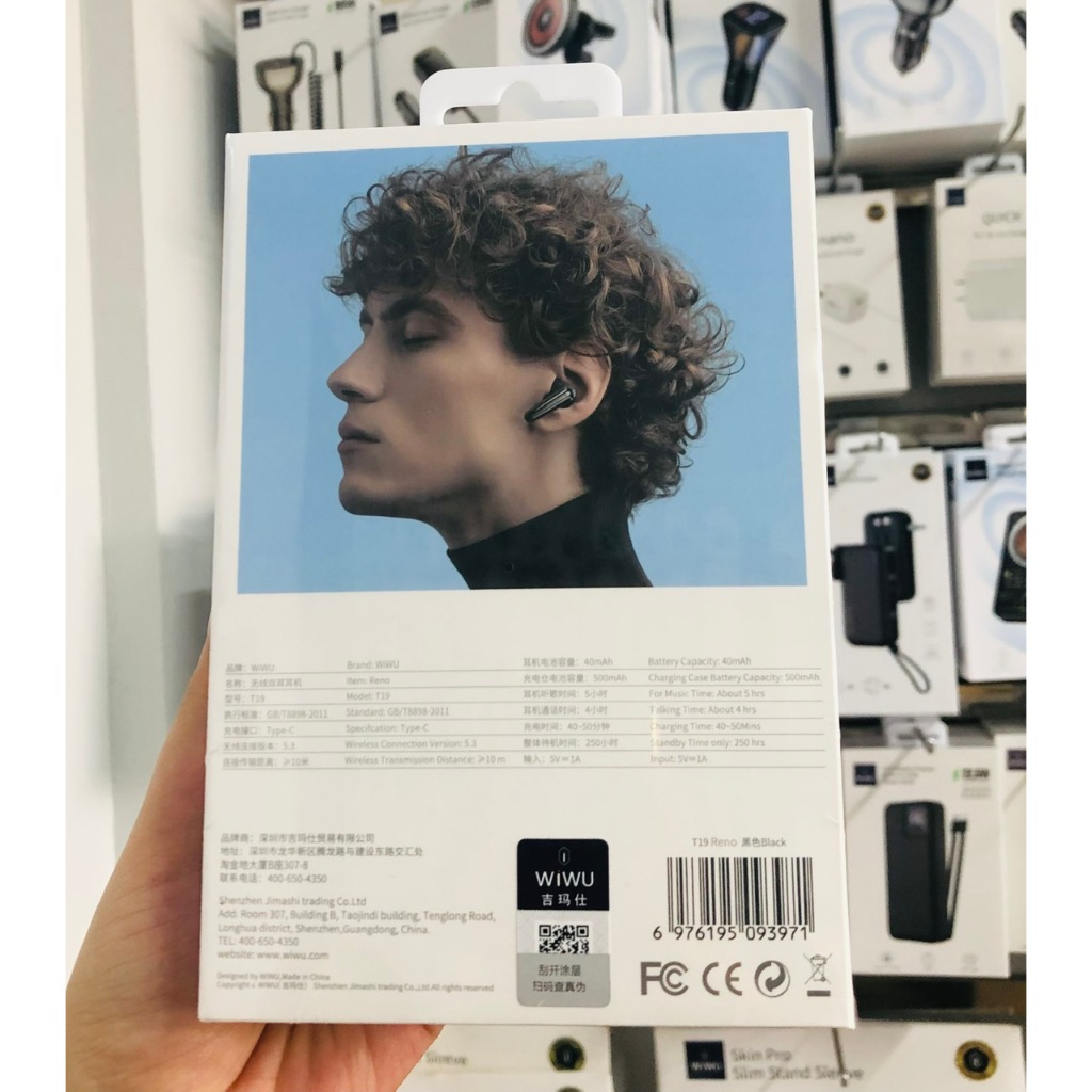 Tai nghe Wiwu Reno True Wireless Stereo T19 có chip thông minh, cảm ứng thông minh - Hàng chính hãng