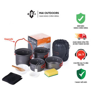 Bộ nồi dã ngoại 4 món xếp gọn naturehike nh18t018-g dành cho 2-3 người
