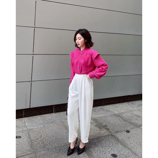 Sơ mi lụa hồng cánh sen