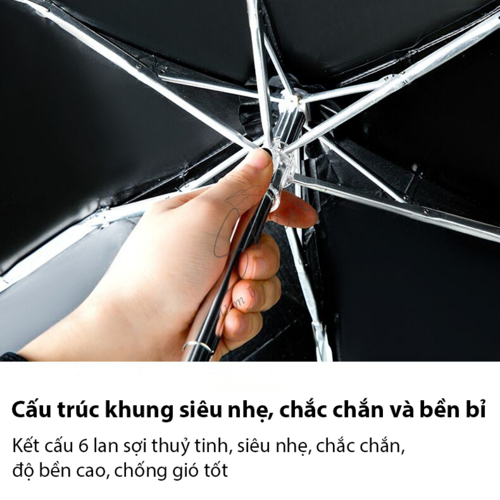Ô Gấp,Dù Gấp SHIN Màu Be Che Nắng Đi Mưa Nhỏ Gọn Bỏ Túi 5 Lớp Chống Tia UV