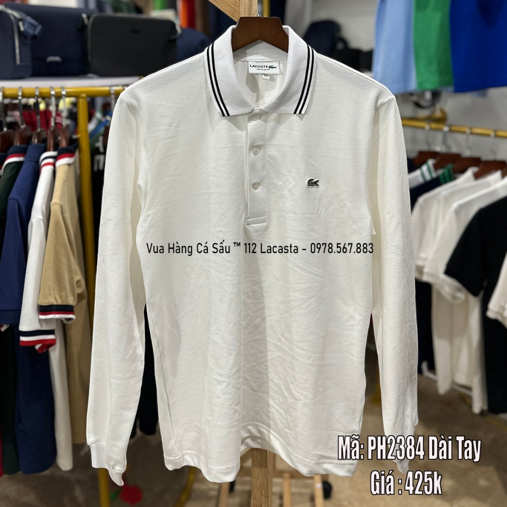 Áo POLO Dài Tay Lacoste.Mã.PH2384 Trắng