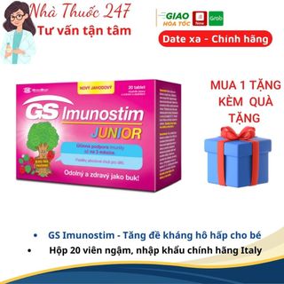 Tăng đề kháng hô hấp cho trẻ Gs Imunostim Junior tăng đề kháng cho bé Cải Thiện Sức Khỏe Đường Hô Hấp Hộp 20 Viên