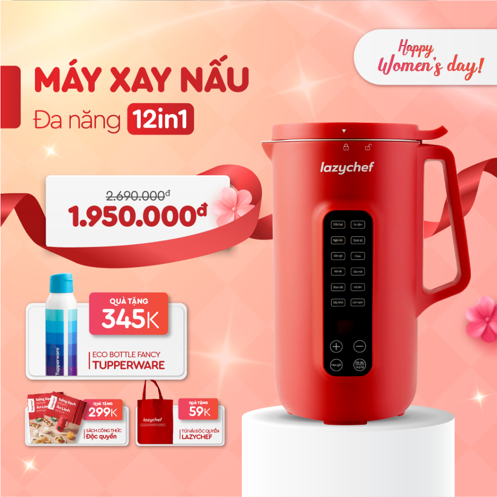 Máy Xay Nấu Đa Năng 12in1 Lazychef - Máy Làm Sữa Hạt, Máy Xay Sinh Tố - Bảo Hành 12 Tháng