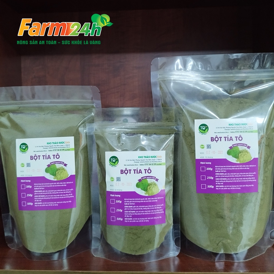 Bột lá tía tô sấy lạnh nguyên chất, đánh bay gout, dưỡng da mịn màng, giải cảm, giảm ho, tốt cho tiêu hóa | Farm 24h