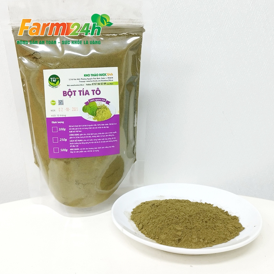 Bột lá tía tô sấy lạnh nguyên chất cứu tinh cho người bị gout, dưỡng da, đẹp dáng, giải cảm, giảm ho | Farm24h