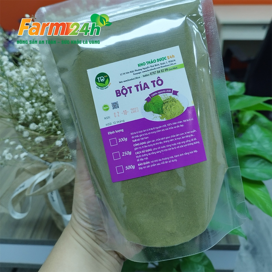 Bột lá tía tô sấy lạnh nguyên chất cứu tinh cho người bị gout, dưỡng da, đẹp dáng, giải cảm, giảm ho | Farm24h