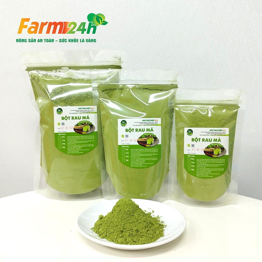 Bột rau má nguyên chất 100%, siêu mịn, làm đẹp da, detox, hỗ trợ tiêu hóa, hàng công ty Farm24h