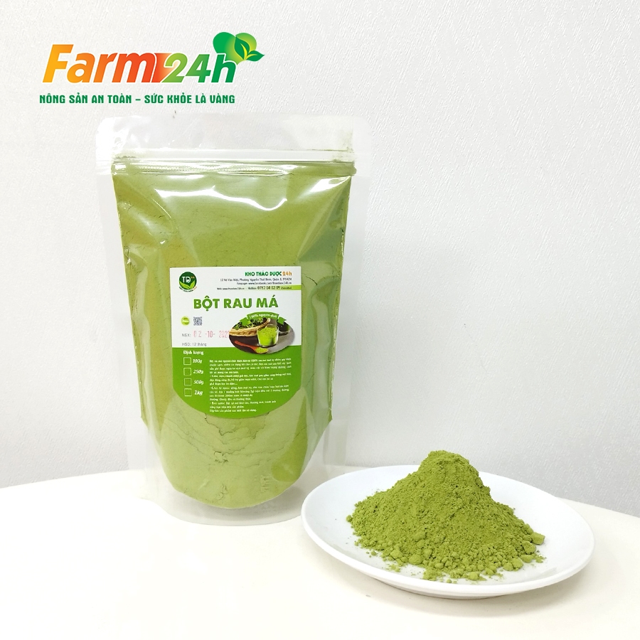 Bột rau má nguyên chất 100%, siêu mịn, làm đẹp da, detox, hỗ trợ tiêu hóa, hàng công ty Farm24h