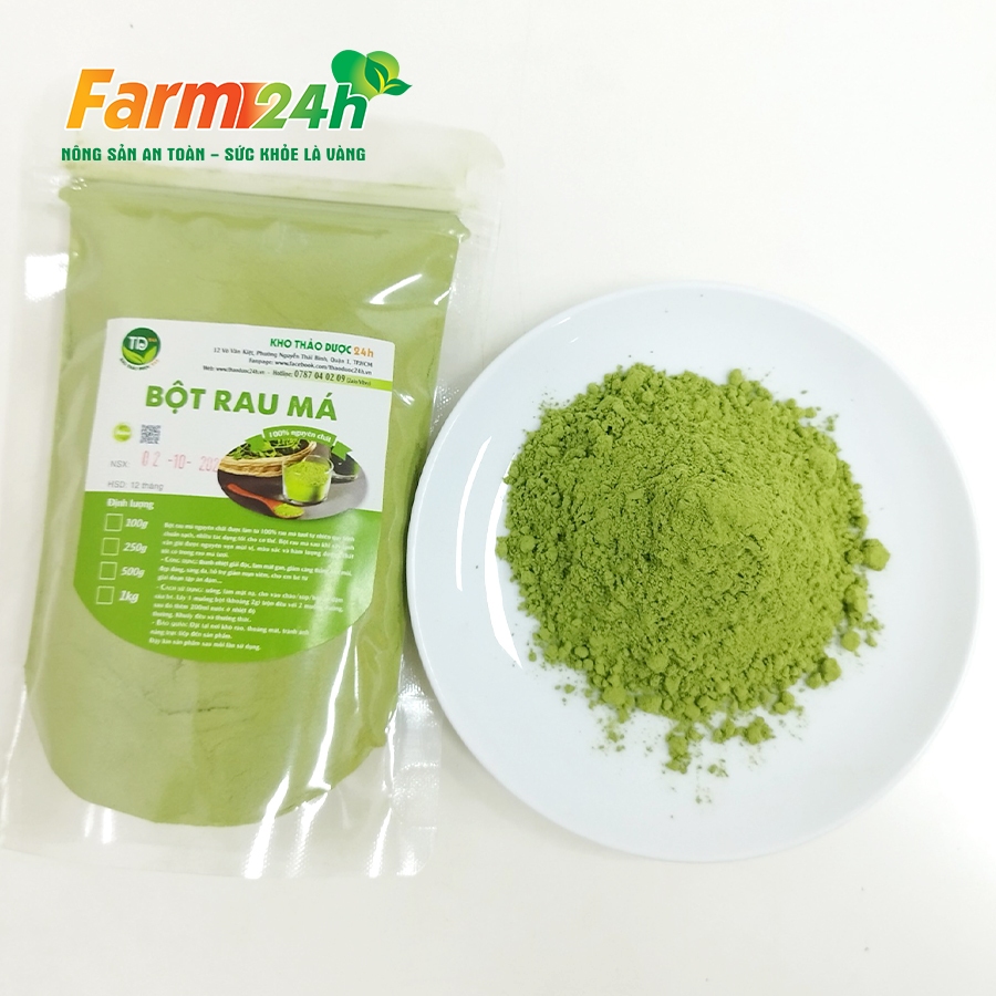 Bột rau má nguyên chất 100%, siêu mịn, làm đẹp da, detox, hỗ trợ tiêu hóa, hàng công ty Farm24h