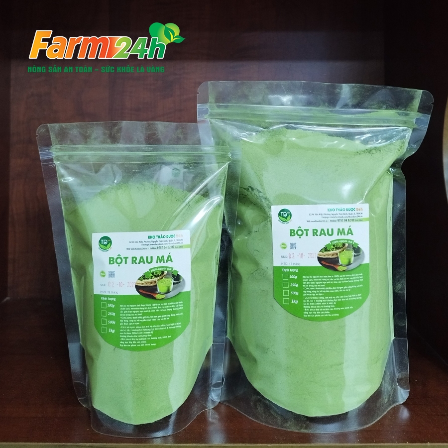 Bột rau má nguyên chất 100%, siêu mịn, làm đẹp da, detox, hỗ trợ tiêu hóa, hàng công ty Farm24h