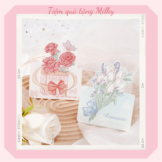 Thiệp chúc mừng sinh nhật, thiệp quà tặng họa tiết hoa 3D dễ thương phong cách cổ điển