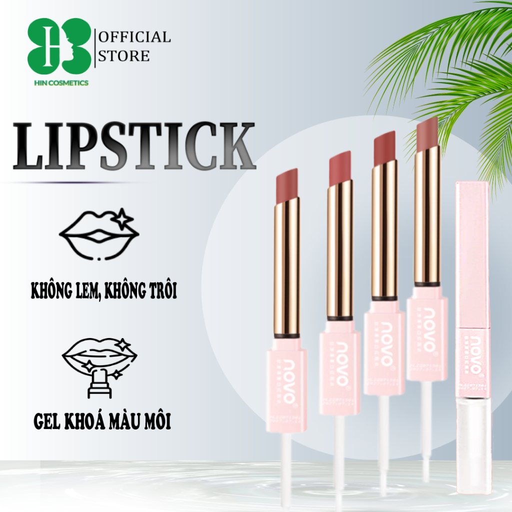 NOVO Son thỏi mịn lỳ, lên màu chuẩn. Kèm đầu gel khóa màu son, bền màu cả ngày