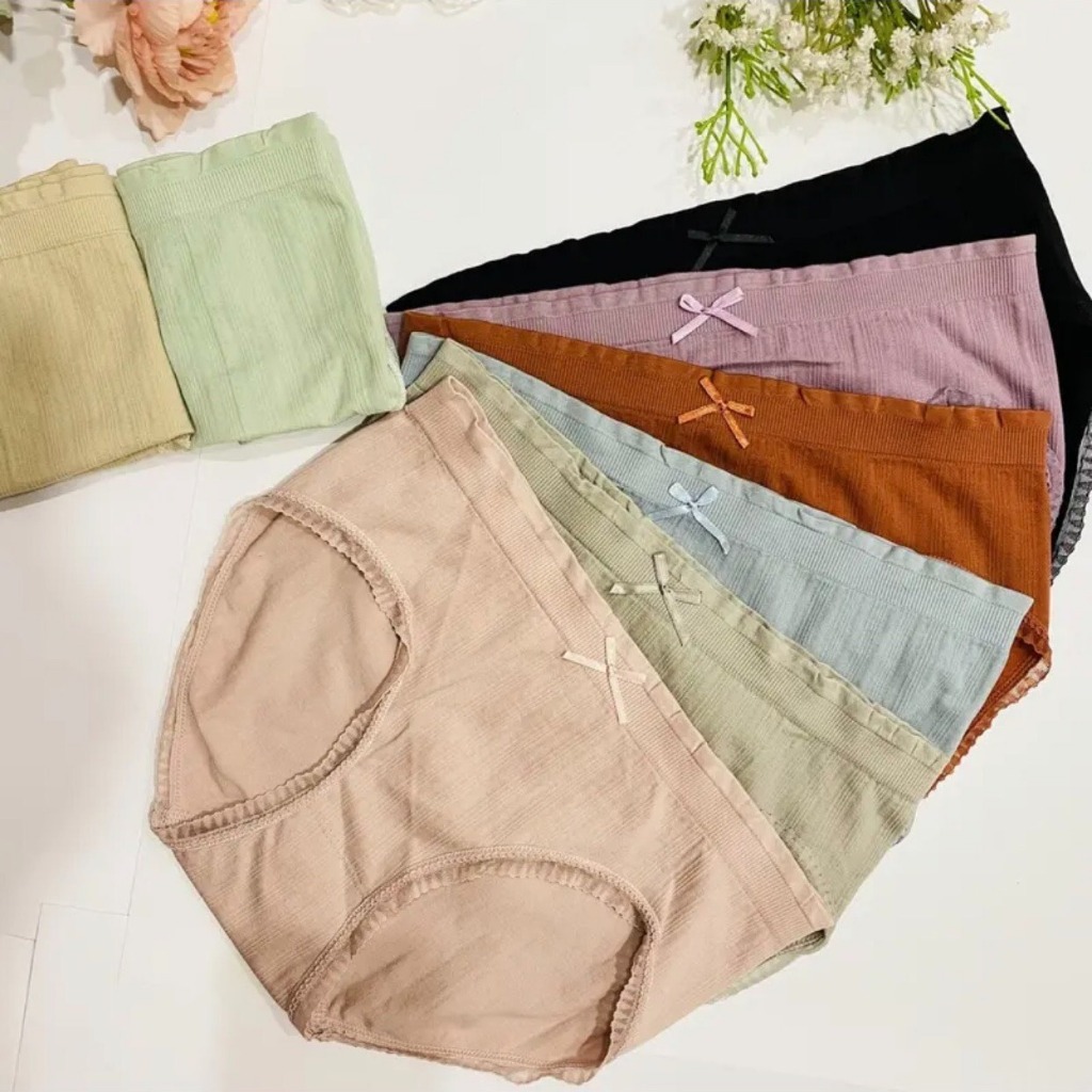 H1 - Quần Lót Nữ Dệt Kim Cotton 100% kháng khuẩn thoáng mát đính nơ xinh