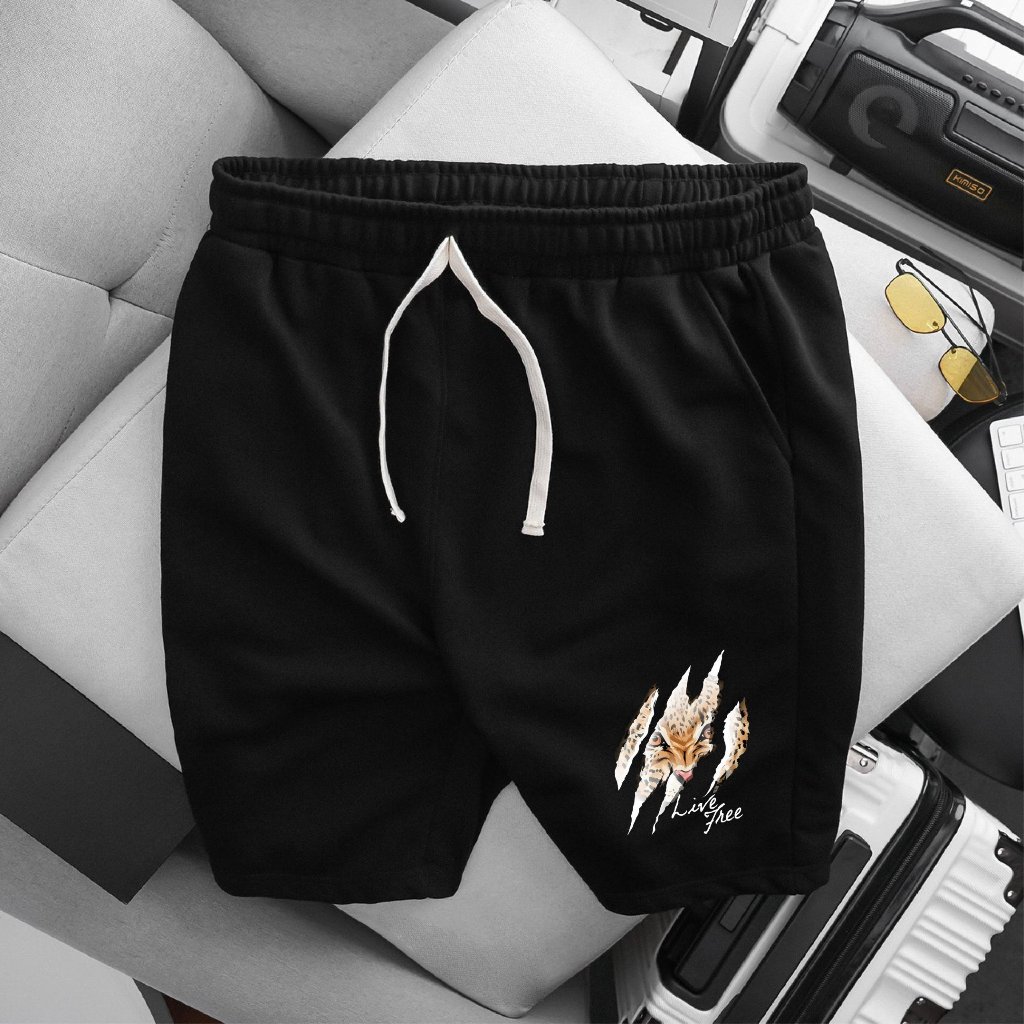 BIGSIZE - Quần short nỉ BB - Boiz nam màu đen vải nỉ bigsize 80 - 130kg