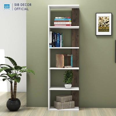 Kệ Sách Gỗ 5 Tầng Cao 155cm, Thiết Kế Cách Điều Hiện Đại Thương Hiệu SIB Decor KSG11