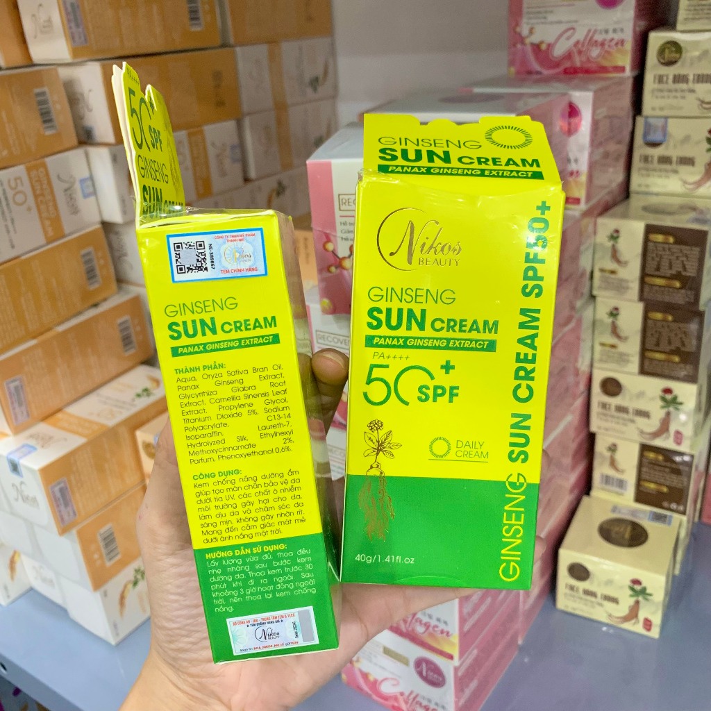 Kem Chống Nắng Nikos Beauty Giá Sỉ- Ginseng Sun Cream Nikos 40gr Chính hãng