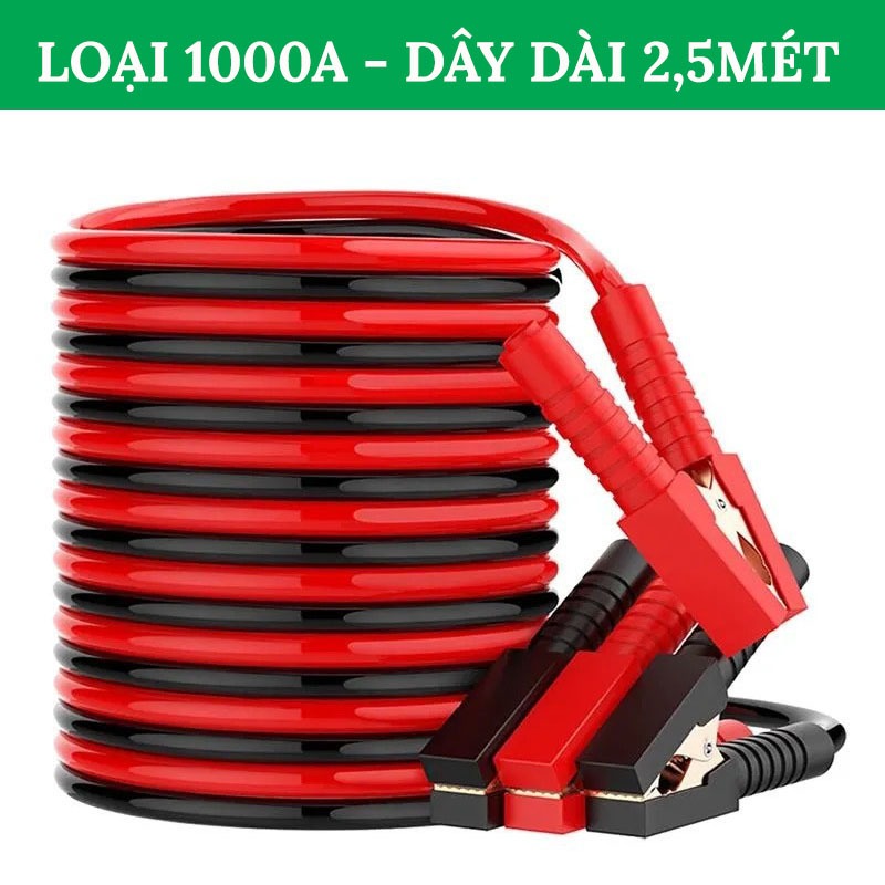Dây Câu Bình Ắc Quy Ô Tô 500A Lõi Đồng Loại Tốt Dây Dài 1,6M