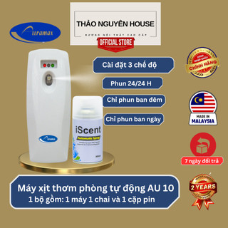 Máy xịt phòng tự động Auramax AU10 + Chai xịt phòng Iscent 300ml