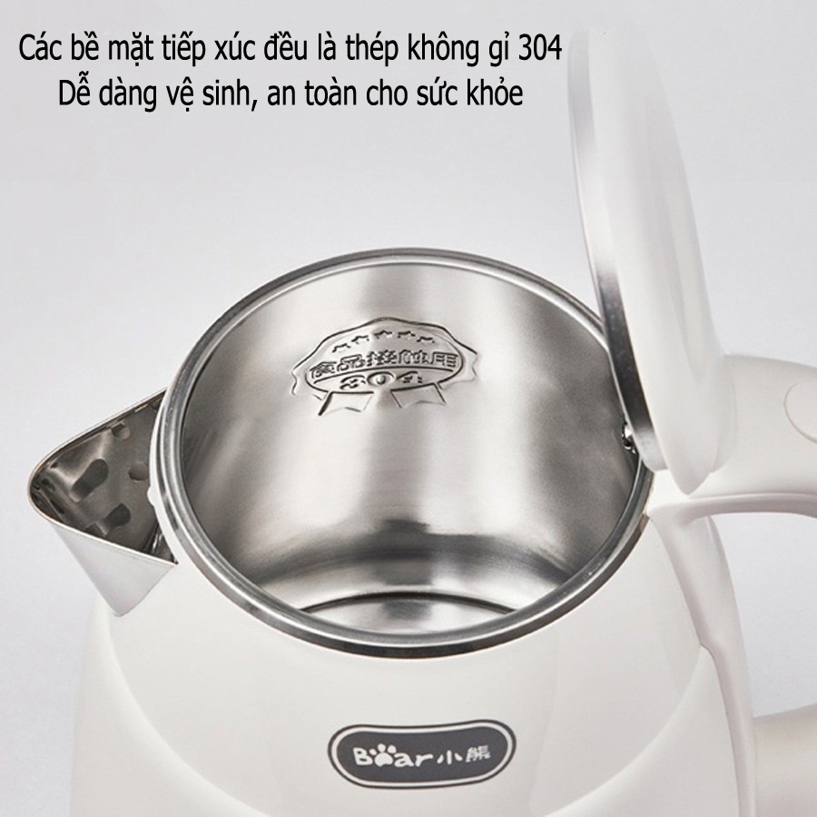 Ấm đun siêu tốc Bear 1.5L công suất lớn 1500W, ấm siêu tốc lõi Inox đun nhanh sôi – Hàng chính hãng bảo hành 6-18 tháng