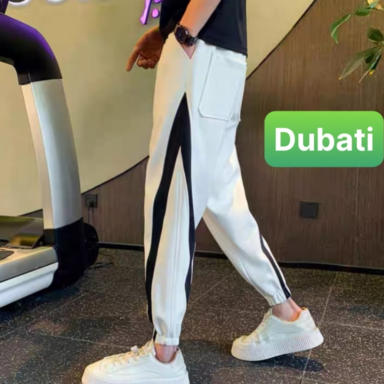 QUẦN JOGGER TRẮNG ĐEN SỌC CHÉO CHẤT NỈ DA CÁ NAM NỮ CÓ BO HOT TREND MÙA HÈ MÙA ĐÔNG -DUBATI FASHION