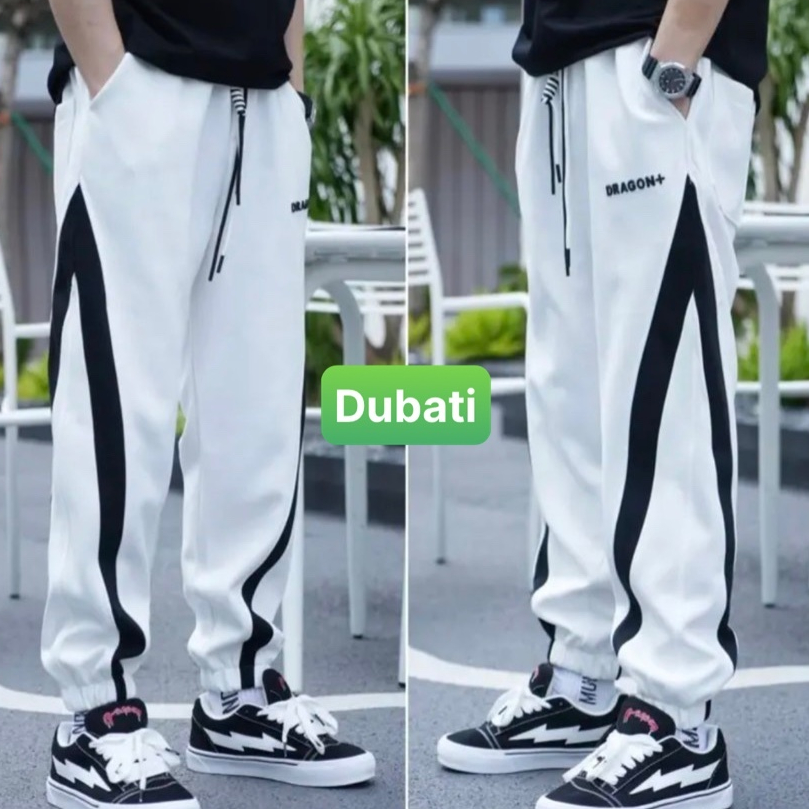 QUẦN JOGGER TRẮNG ĐEN SỌC CHÉO CHẤT NỈ DA CÁ NAM NỮ CÓ BO HOT TREND MÙA HÈ MÙA ĐÔNG -DUBATI FASHION