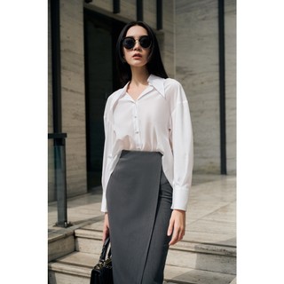 Áo sơ mi basic lụa, form suông