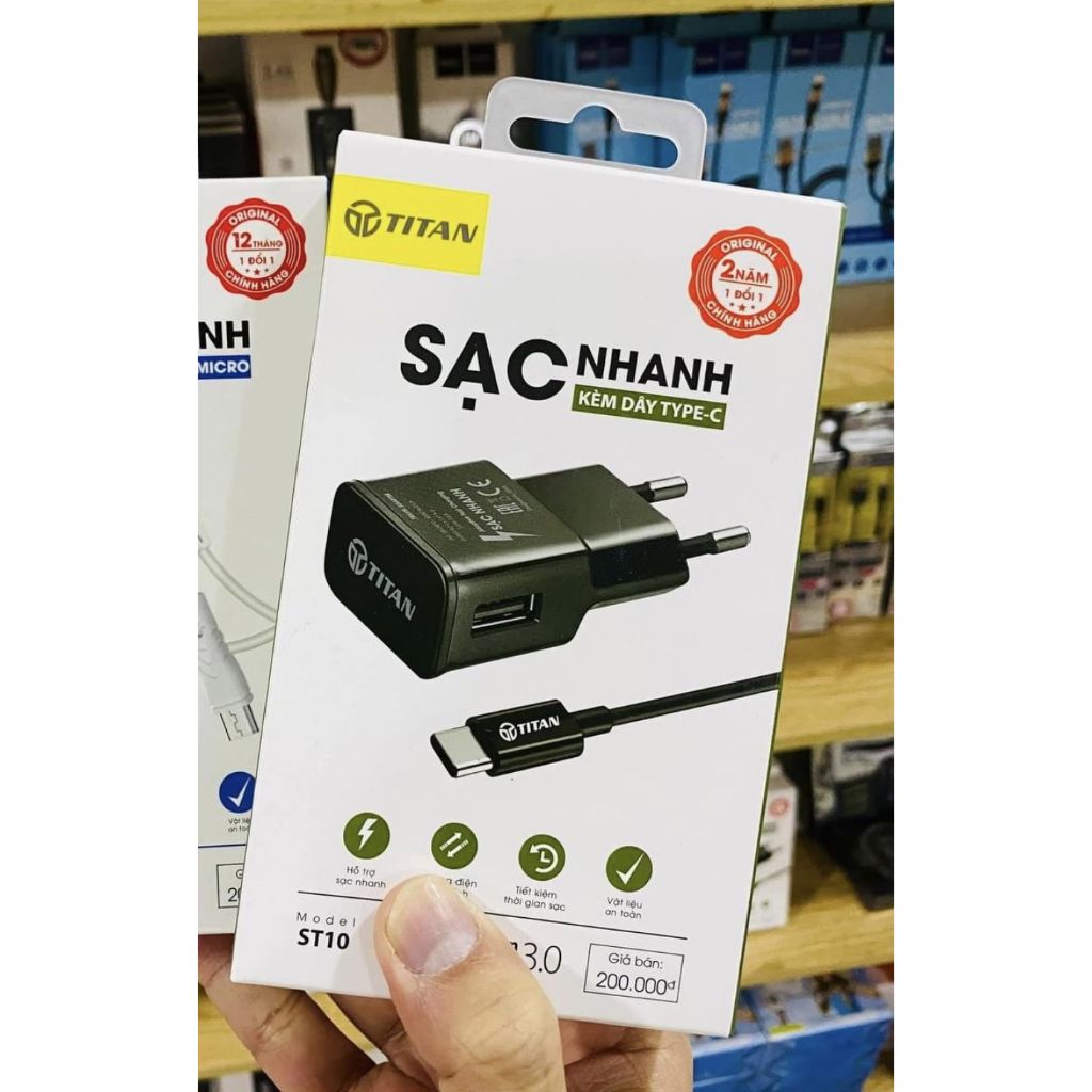 Combo sạc nhanh kèm cáp Type-C - Titan ST10