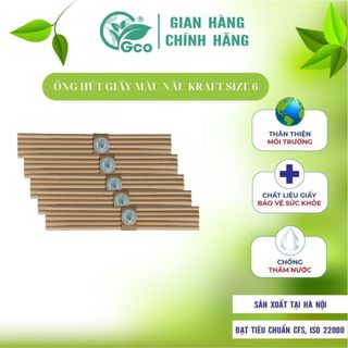 Ống Hút Giấy Gco 3 Lớp Size 6 Màu Nâu Kraft