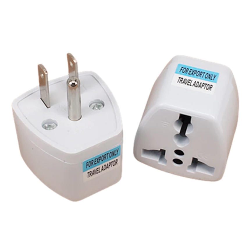 Phích cắm chuyển đổi chân cắm 2 dẹp 1 tròn kiểu B, nhựa ABS an toàn chuyên dùng ở Mỹ, Mexico, Canada, Nhật Bản