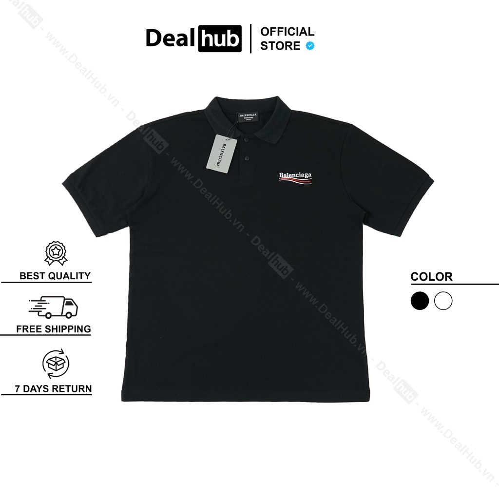 Áo Thun Cổ Tròn Bale.nciaga Wave Embroidered Cotton Cao Cấp