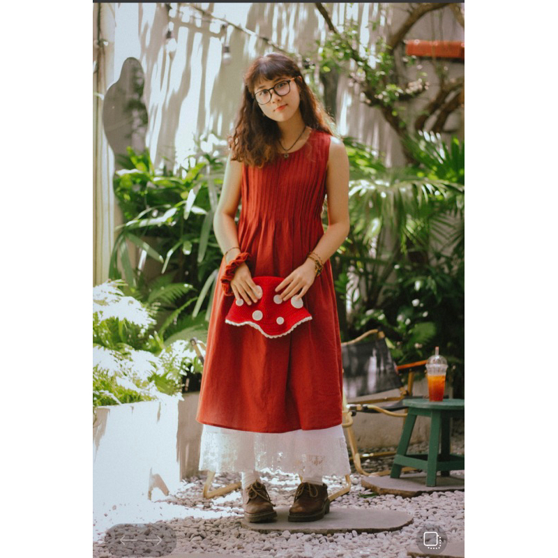 Váy Tay Sát Vintage/ Mori Freesize Chít Dọc Suông Cotton Vui Thu Đông/ Noel Xinh