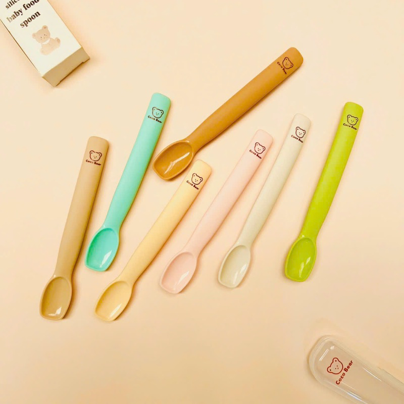 Thìa ăn dặm Cocobear cho bé từ 6 tháng tuổi, chất liệu silicone cao cấp