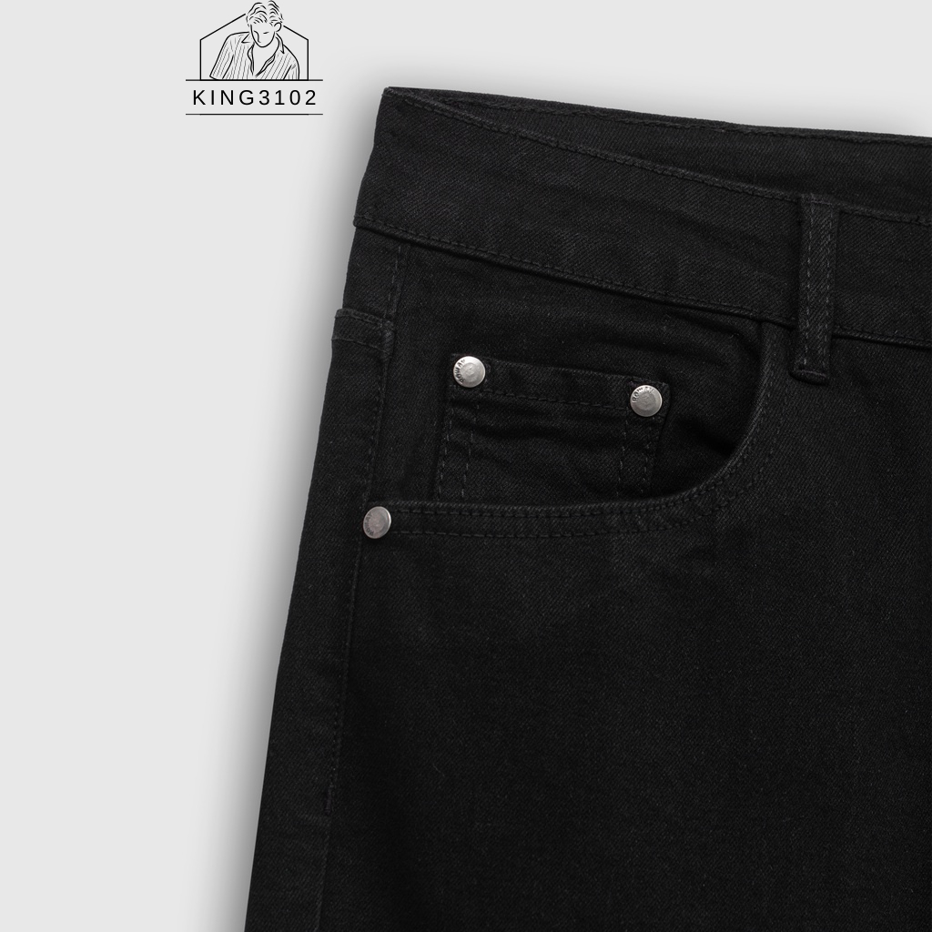 Quần Jean Nam, Quần Bò Jeans Cho Nam Đen Rách Vải Denim Co Giãn Nhẹ, Form Slim - Jean Đen Rách Gối