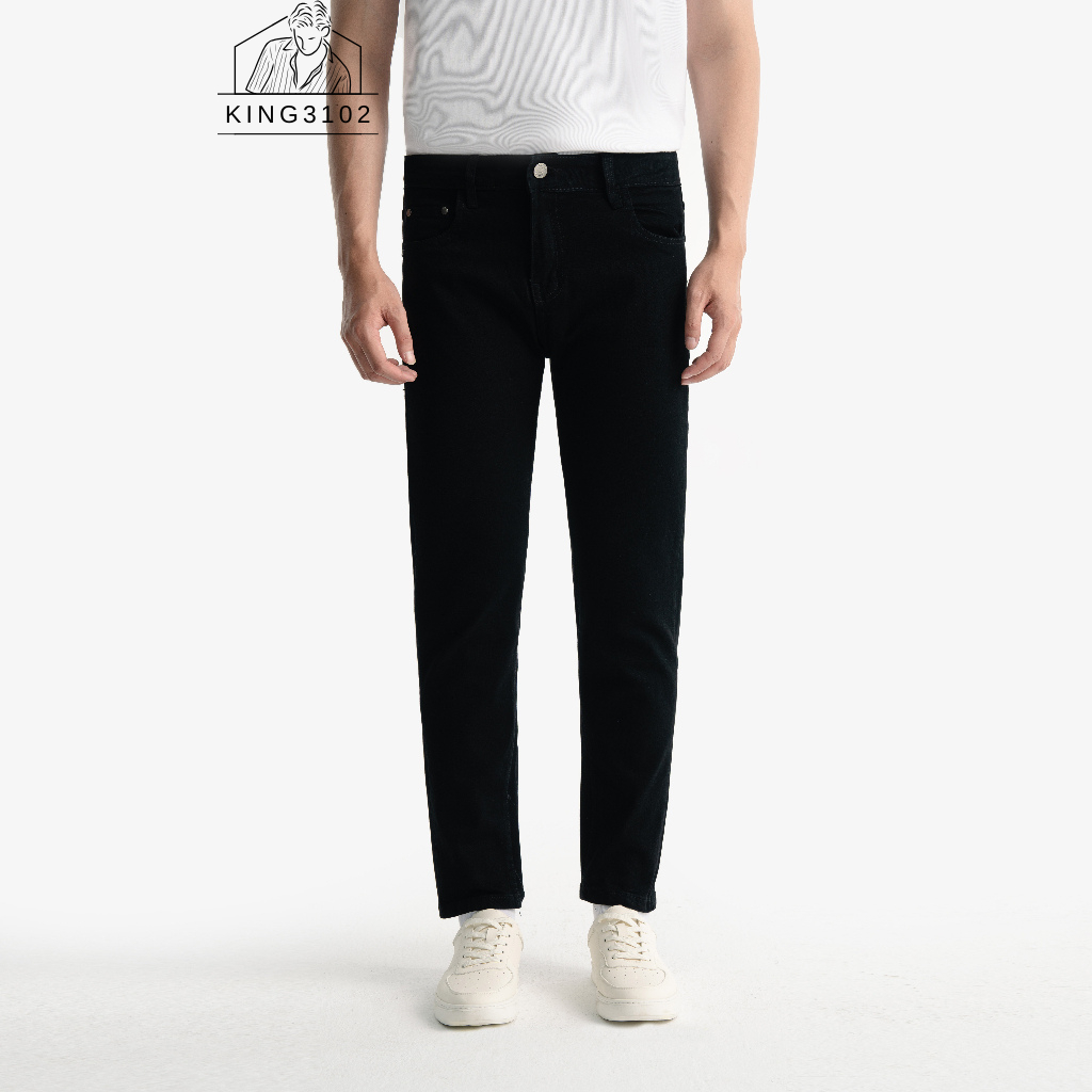 Quần Jean Nam, Quần Bò Jeans Cho Nam Đen Vải Denim Co Giãn Nhẹ, Form Slim - Jean Đen Trơn