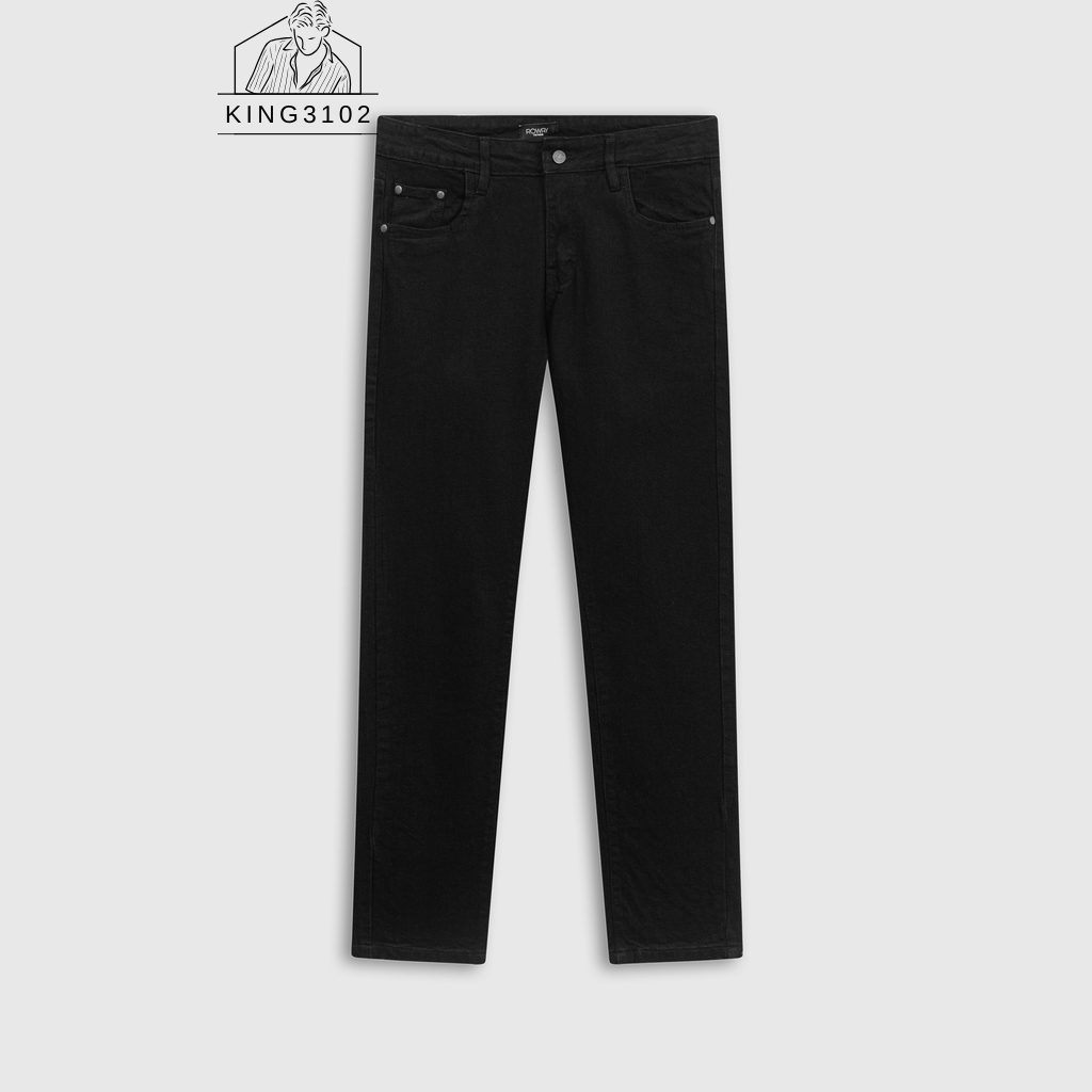 Quần Jean Nam, Quần Bò Jeans Cho Nam Đen Vải Denim Co Giãn Nhẹ, Form Slim - Jean Đen Trơn