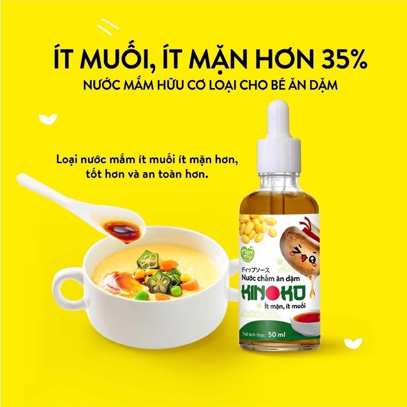 Nước mắm ăn dặm Mămmy - Làm từ nấm tươi Nhật Bản Kinoko dành cho bé từ 6 tháng, ít muối, chai nhỏ giọt