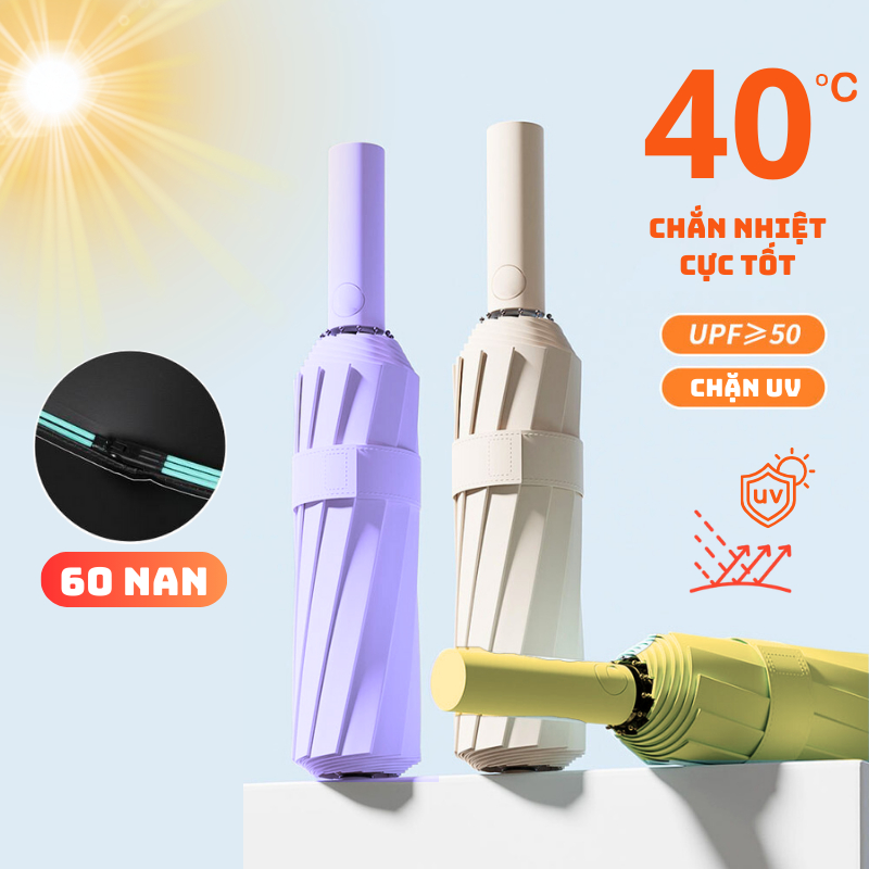 Dù Đi Mưa Gập Tự Động Qin Ô Che Nắng Chắn Tia UV Màu Sắc Đa Dạng Vải Chống Thấm Cực Tốt