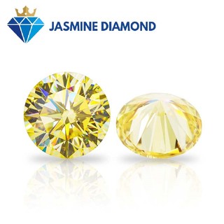 (Size từ 4.5-7.5 ly) Kim cương nhân tạo Mỹ Moissanite giác cắt tròn màu vàng vivid