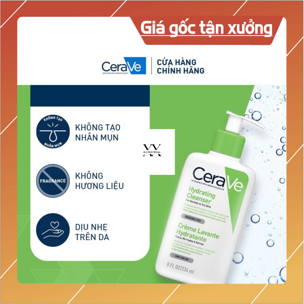 Sữa rửa mặt CERAVE cho da dầu da mụn và nhạy cảm 236ml,473ml
