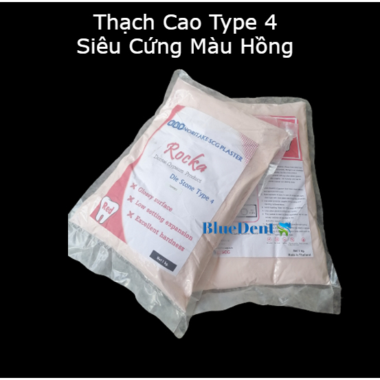 1kg Bột Thạch Cao Hồng Type 4 Thái Lan Siêu Cứng Đổ Mẫu Nét Mô Hình Die Stone Dental Gypsum Noritake Rocka