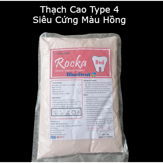1kg Bột Thạch Cao Hồng Type 4 Thái Lan Siêu Cứng Đổ Mẫu Nét Mô Hình Die Stone Dental Gypsum Noritake Rocka