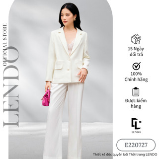Áo Blazer Công Sở LENDO E220727 Dáng Suông Hai Màu Black White Twill Silk