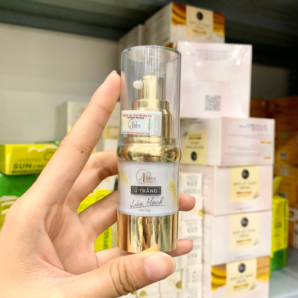 Ủ Trắng Lúa Mạch Nikos Chính hãng - Ủ Kích Trắng Tông Da Thanh Nhi Nikos Beauty