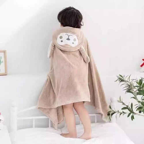 Áo choàng tắm cho bé có mũ vải bông san hô Khăn tắm, khăn choàng nhiều mẫu kích thước 140x70 cm