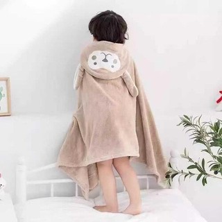 Áo choàng tắm cho bé có mũ vải bông san hô Khăn tắm, khăn choàng nhiều mẫu kích thước 140x70 cm