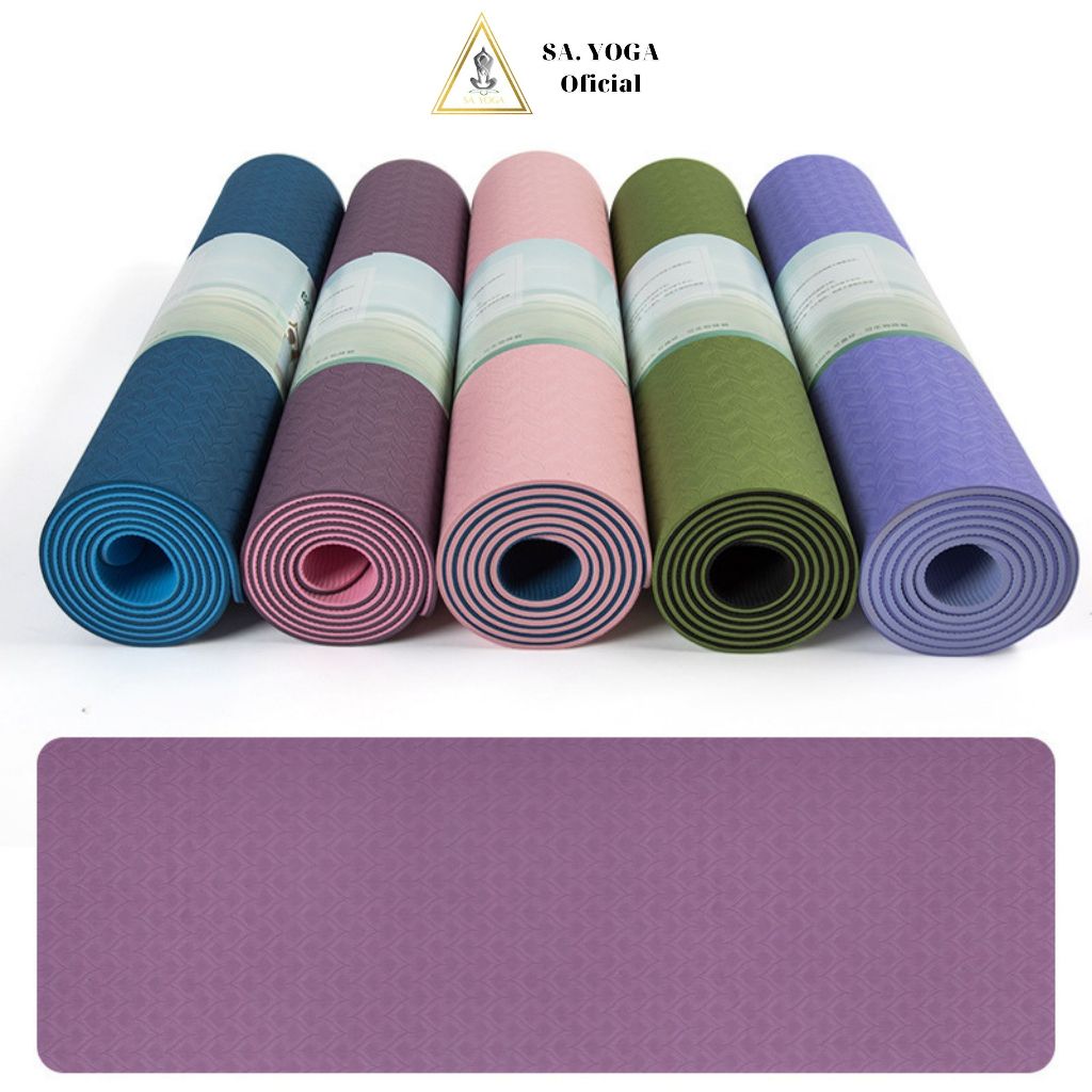 Thảm tập yoga TPE 2 lớp 6mm cao cấp , tập gym không mùi , họa tiết nổi , chống trơn trượt